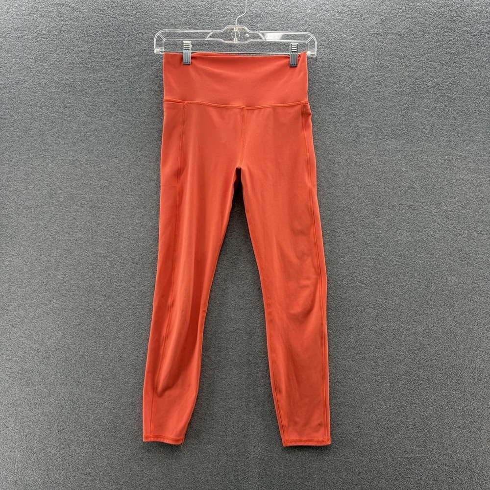Vuori Leggings Womens Small Orange Studio Pocket High Rise Ankle Athletic Lounge